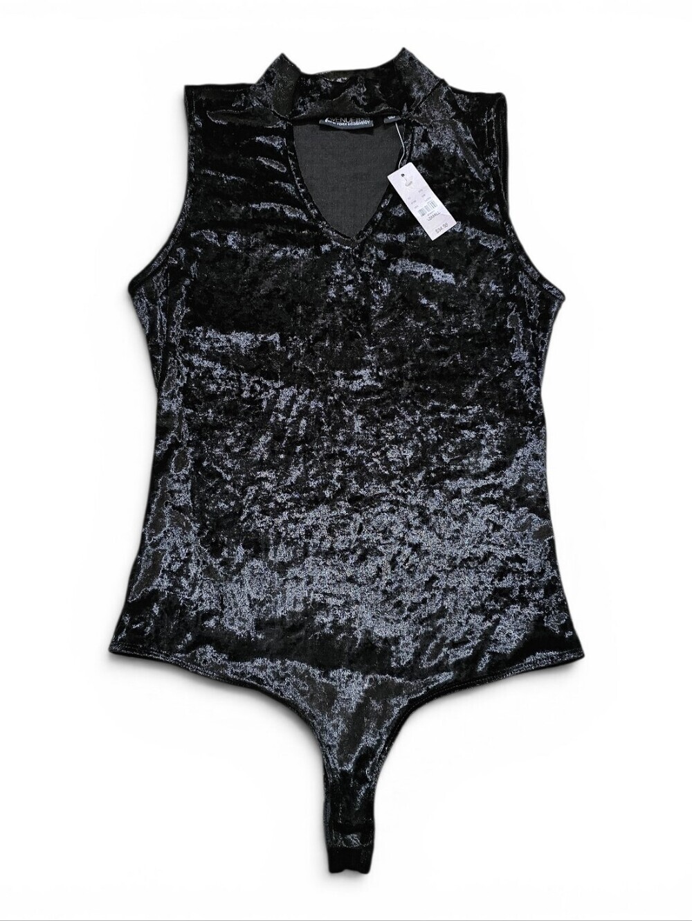 Avenue Black Velvet Sleeveless Bodysuit XS